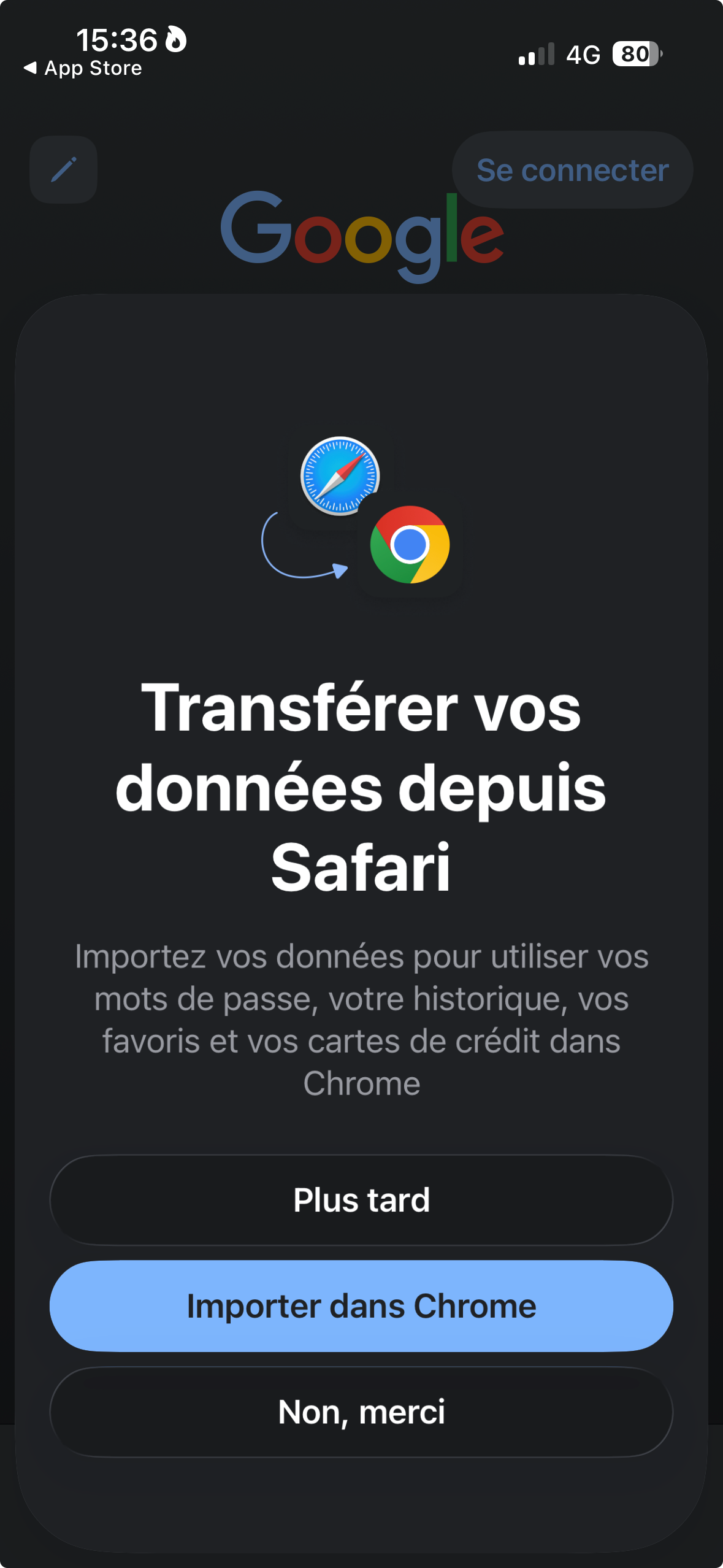 Migration Safari > Chrome iOS