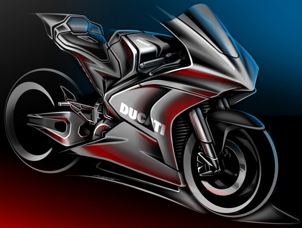 Illustration d'une Ducati électrique © Ducati