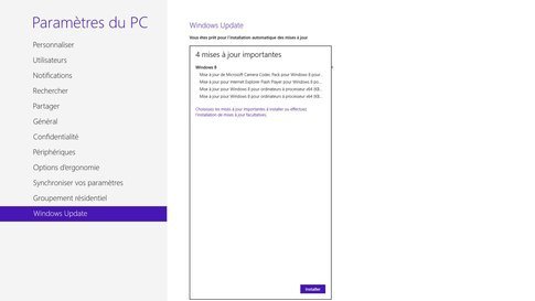 L'application Metro pour les mises à jour Windows Update