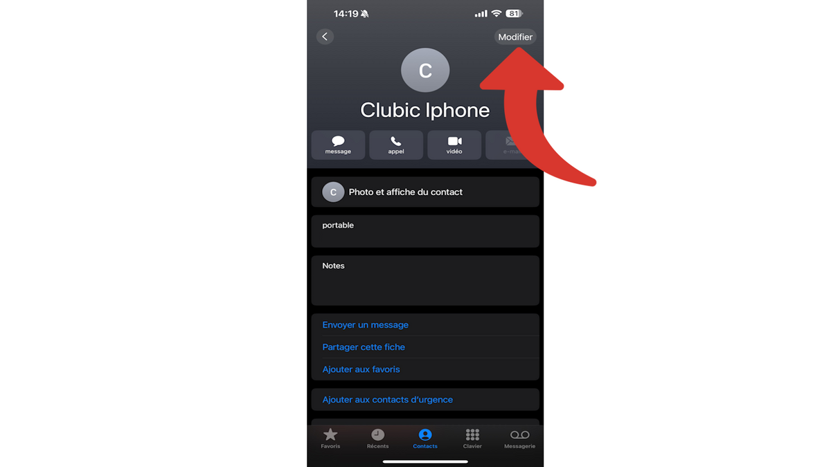 Cliquez sur Modifier pour changer les paramètres d'un seul contact © Benoit Baylé pour Clubic