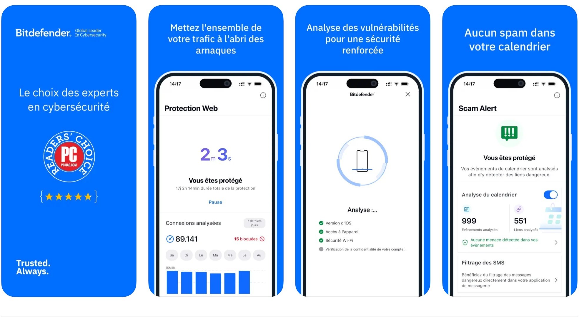 Bitdefender surveille tout votre trafic et bloque le hameçonnage sans jamais pomper la batterie. © Naïm BADA pour Clubic