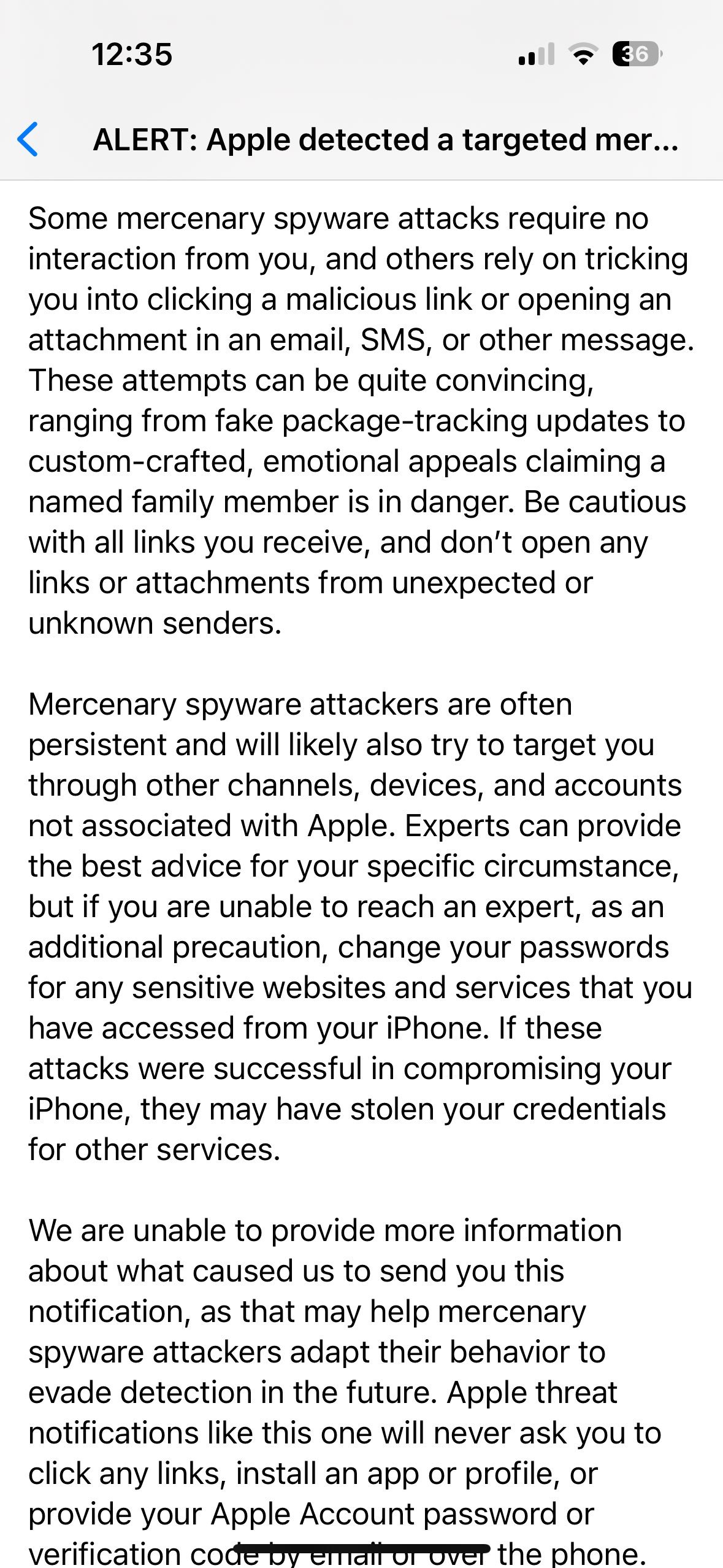 Apple threat notification spyware