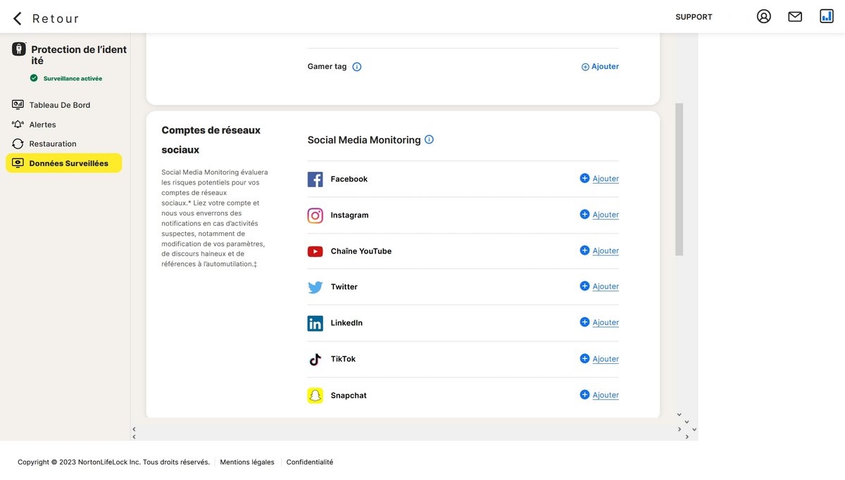 Norton Identity Advisor Plus Social Media Monitoring