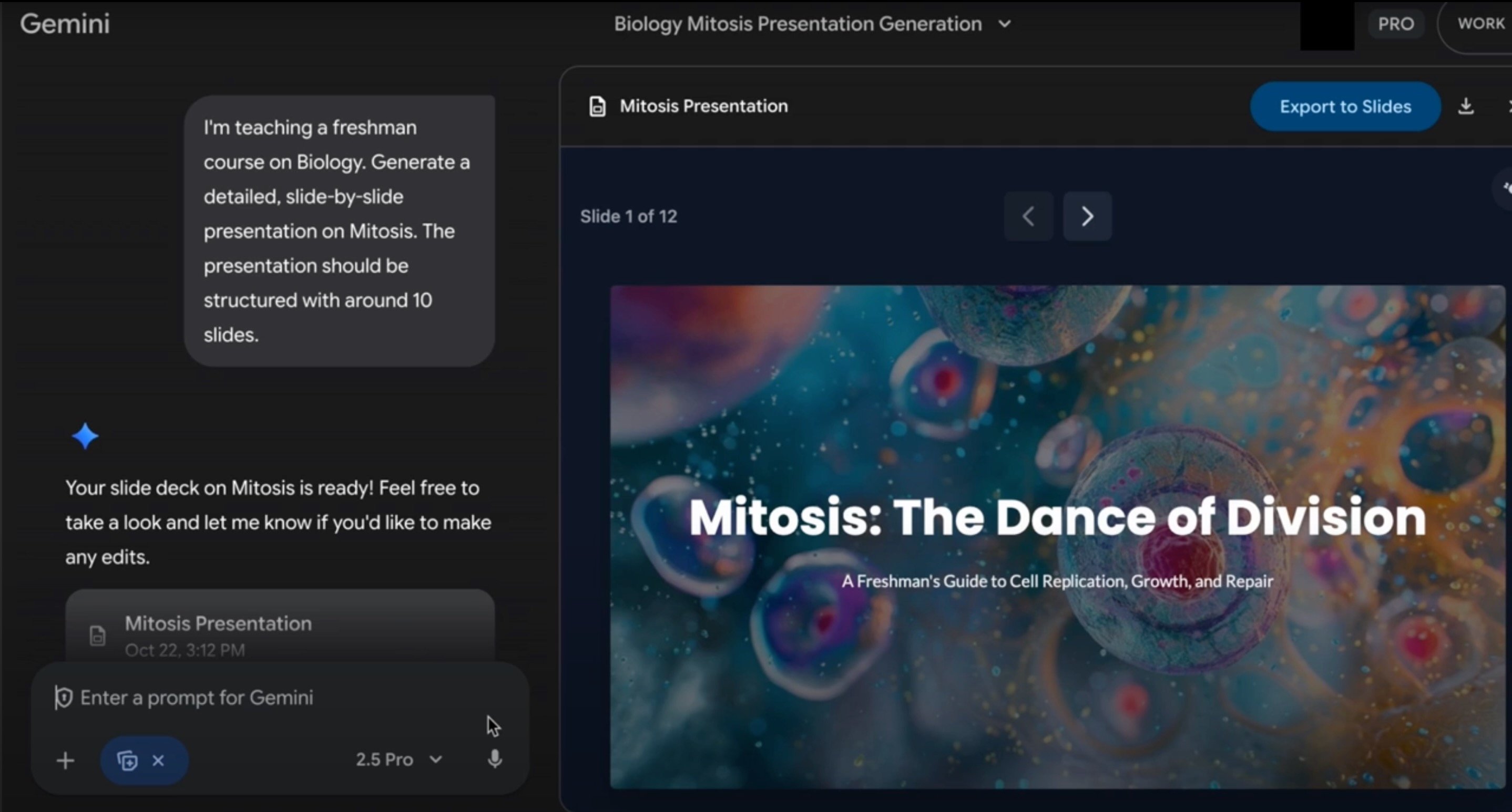 Créez des présentations directement dans Gemini. ©Google