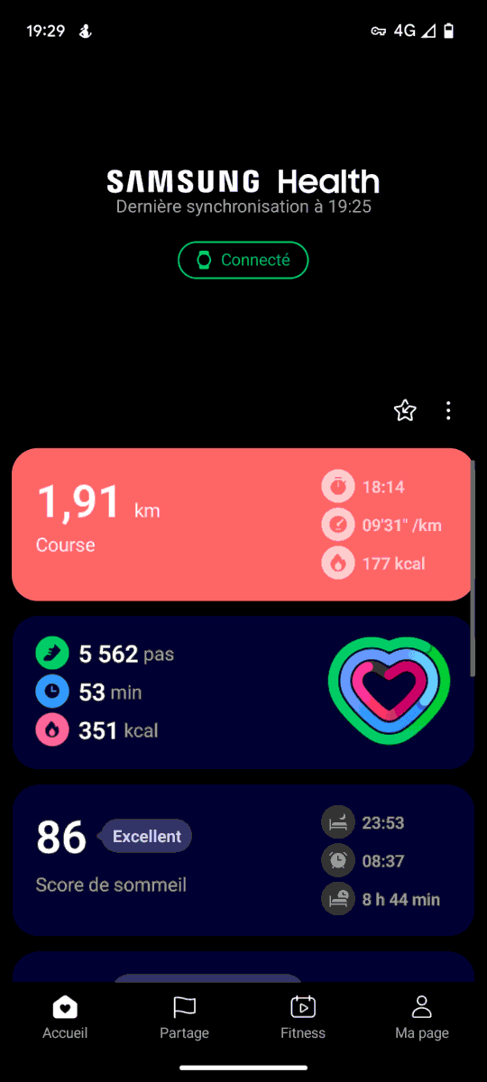 Samsung Health - Menu principal