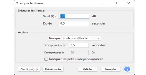 Audacity Tronquer le silence comment écourter le silence