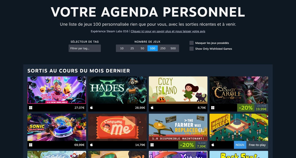 Un agenda personnel débarque dans Steam. ©Valve