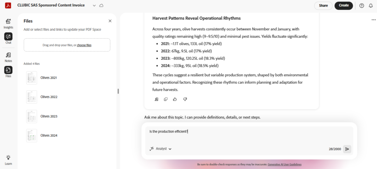 Posez des questions à votre Assistant IA, puis approfondissez en fonction des extraits sélectionnés. @Adobe - Capture Clubic.com