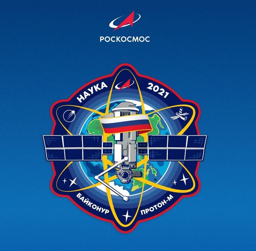 L'écusson officiel du lancement du module scientifique MLM Nauka. Crédits Roscosmos