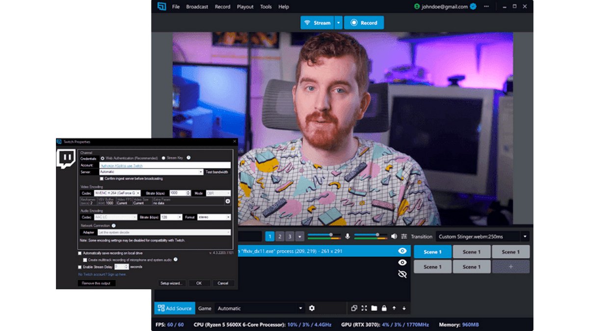 XSplit Broadcaster permet de diffuser et d'enregistrer en même temps - © XSplit Broadcaster