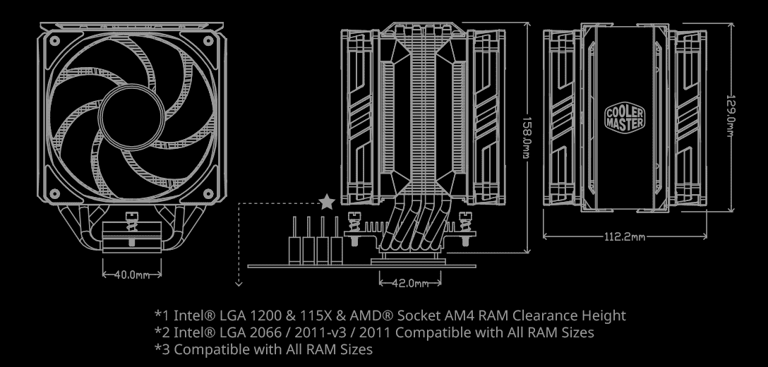 Toutes les dimensions du MA612 Stealth qui, bien conçu, ne devrait poser aucun problème © Cooler Master