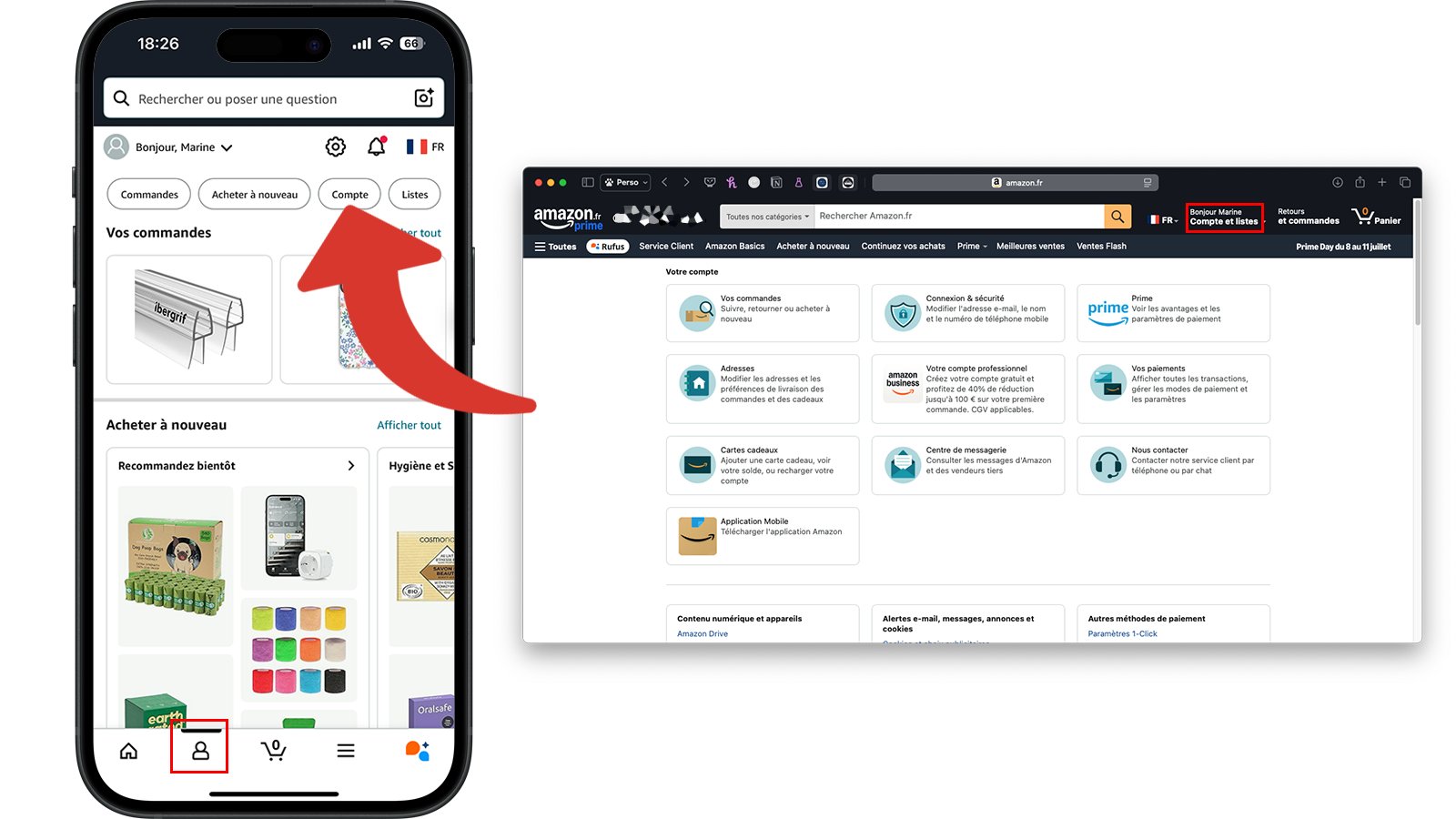 Accéder aux informations du compte Amazon © Clubic