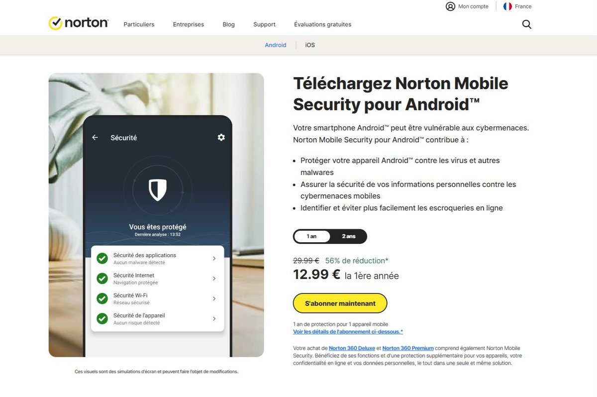 Offre payante Norton Mobile Security pour Android et iOS