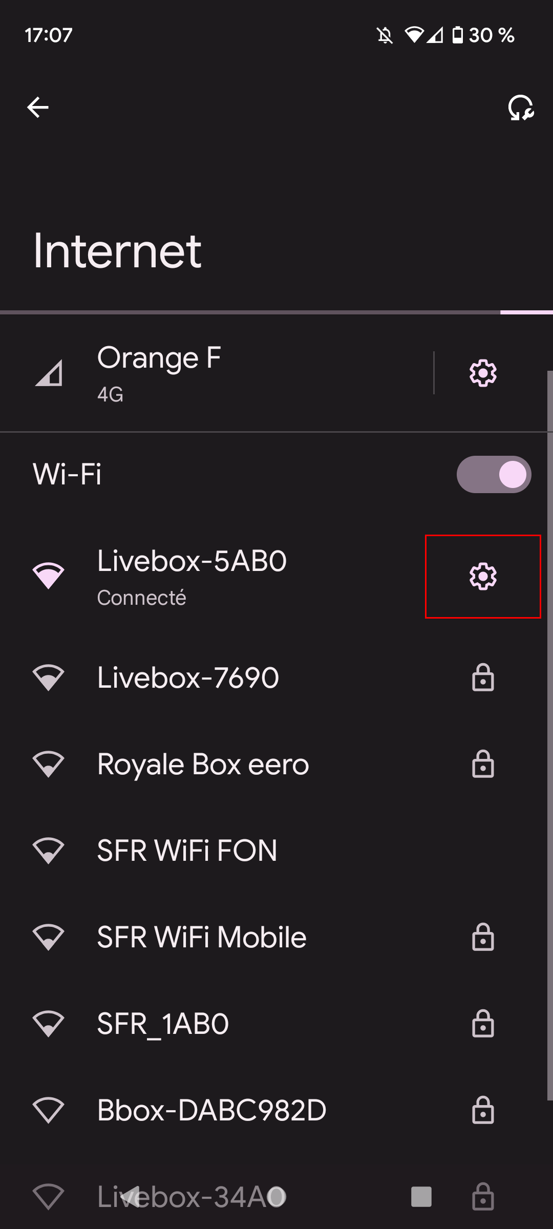 Android - Paramètres du wifi