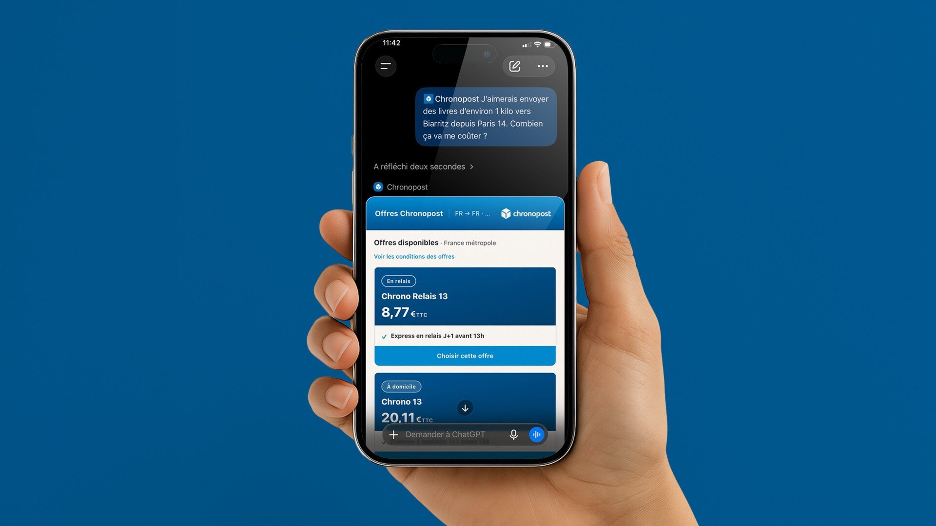 Un exemple de ce que ça donne dans l'application. © Chronopost