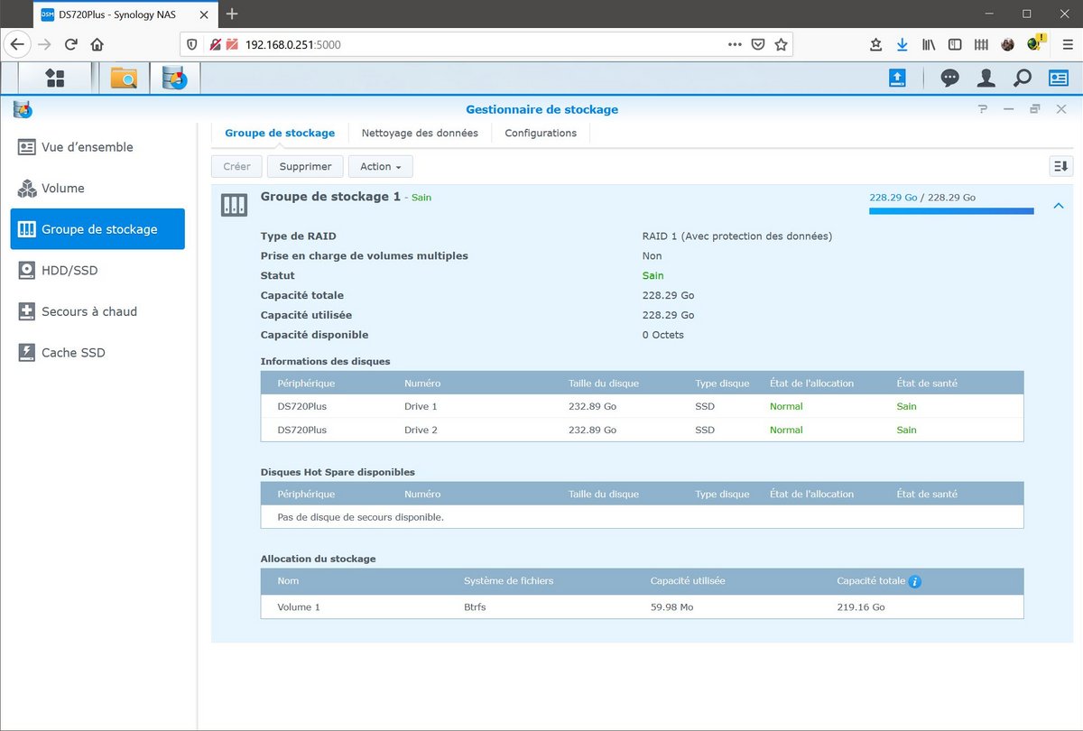 Un outil de gestion des disques plus accessible que chez QNAP © Nerces pour Clubic