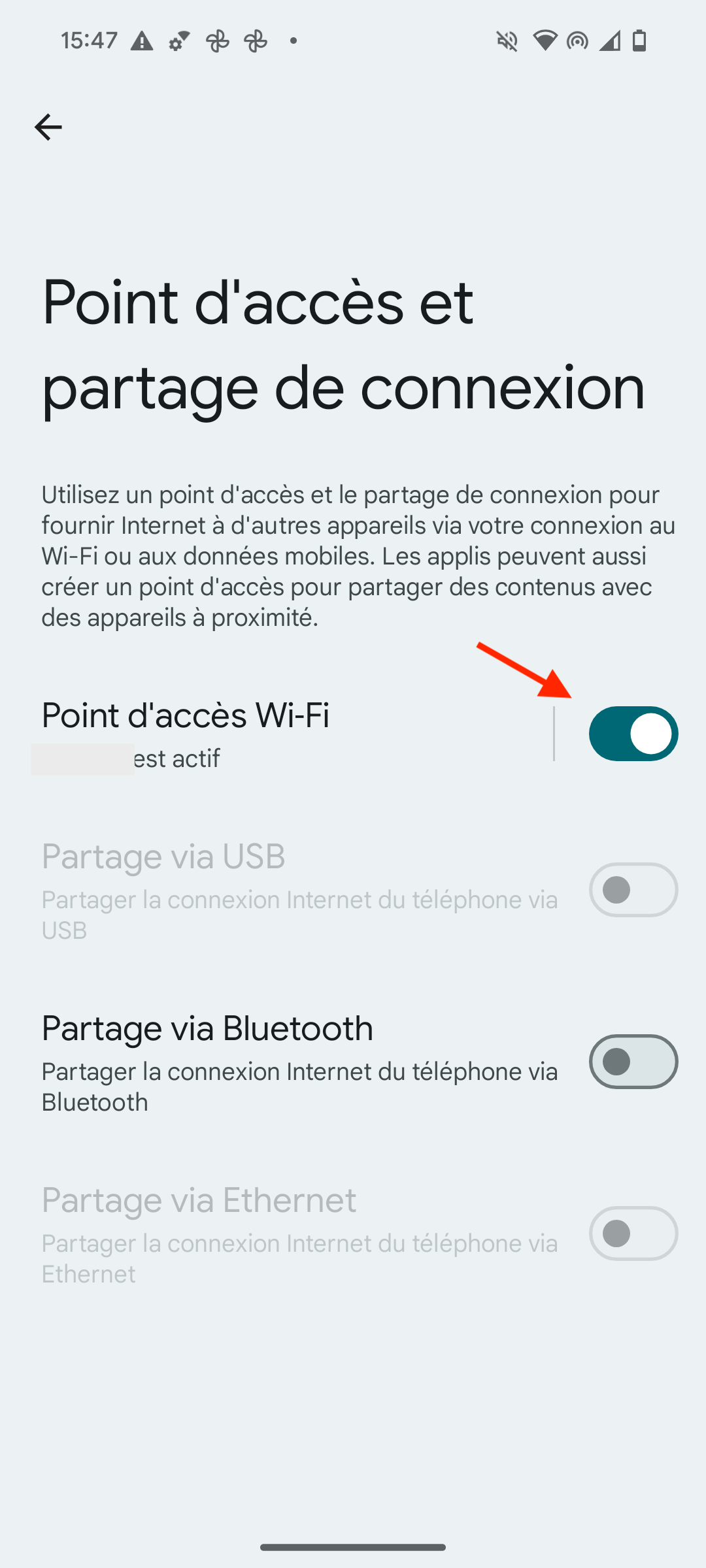 réseau et internet android partage de connexion 4