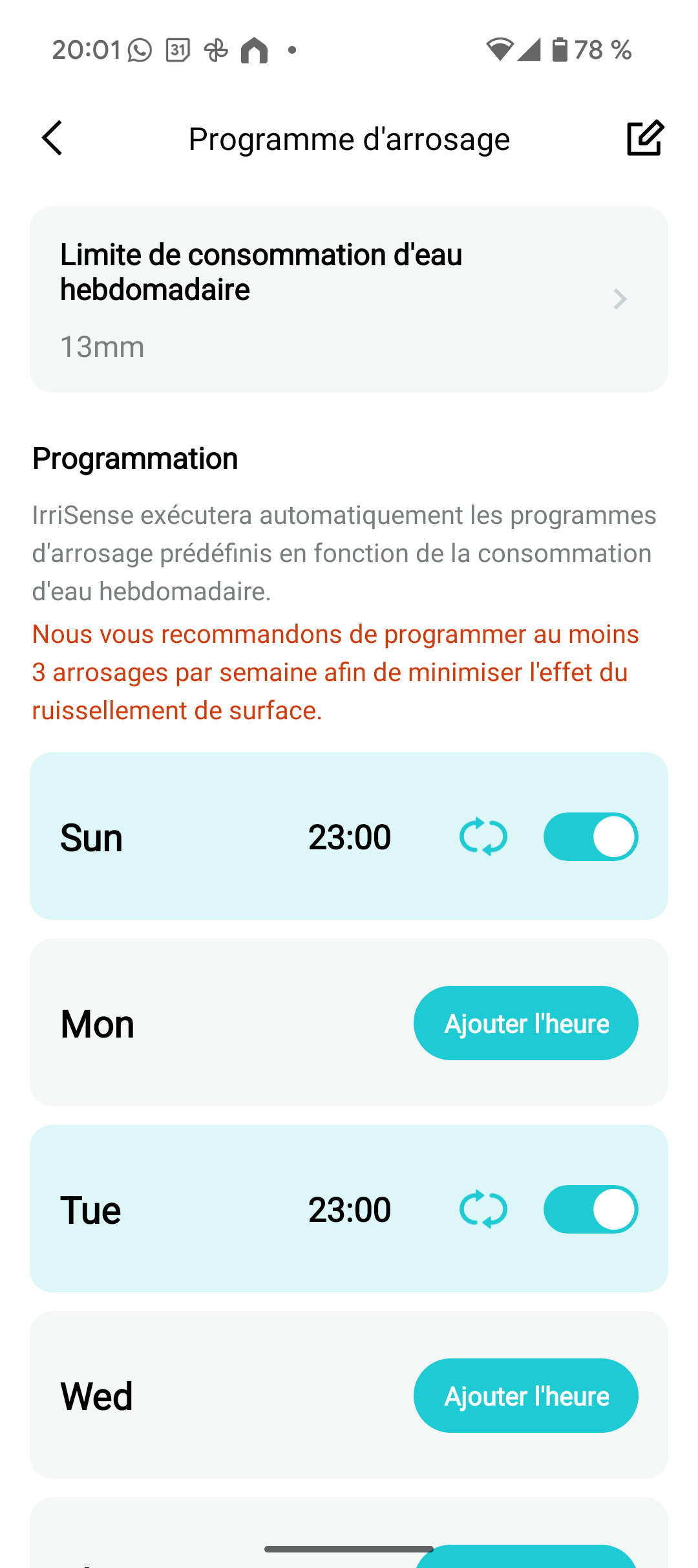 Aiper IrriSense programmation 1