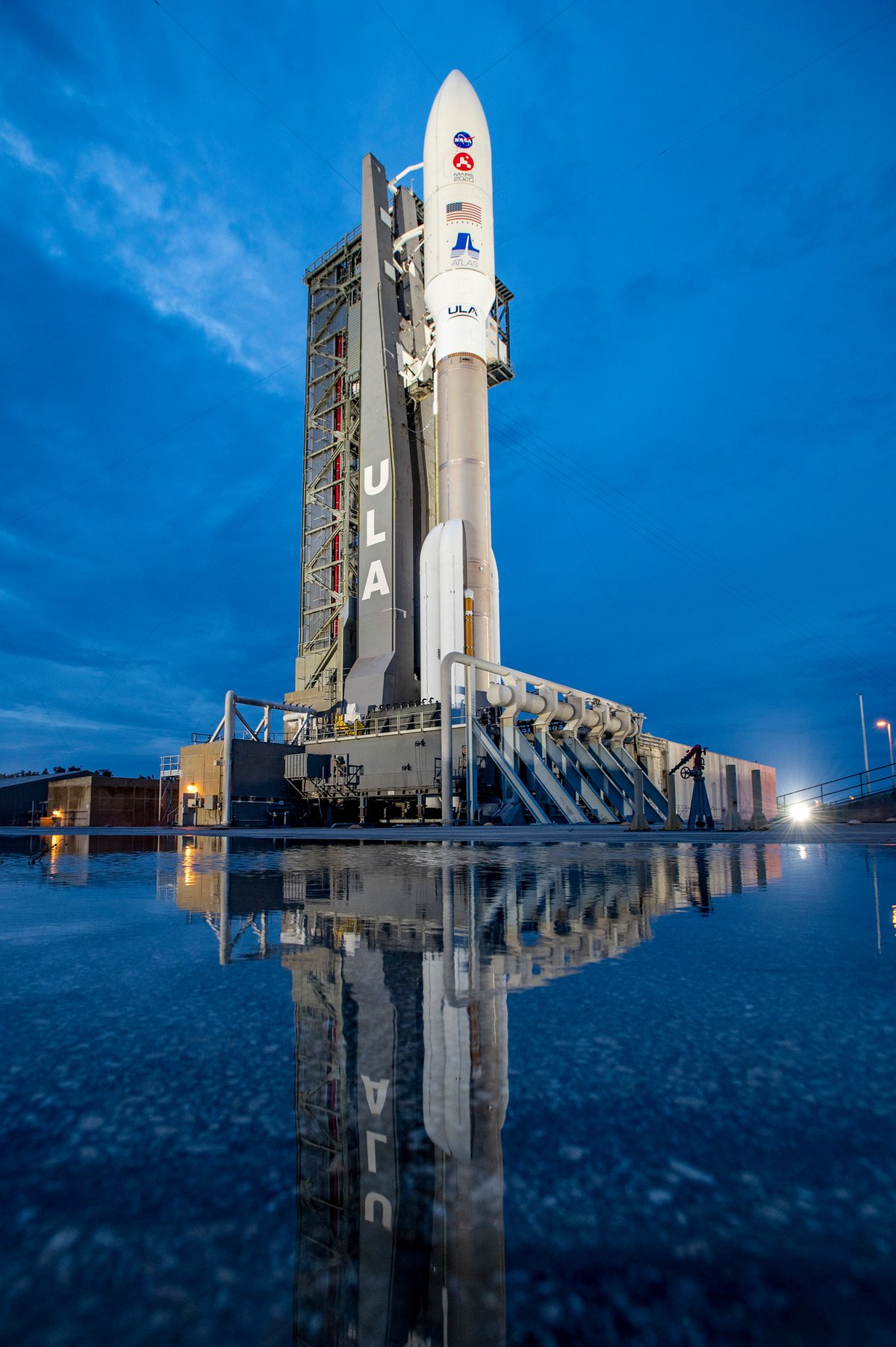 Perseverance sur son pas de tir. Une mission à haut risque, que la NASA n'a pas hésité à confier à ULA. Crédits ULA