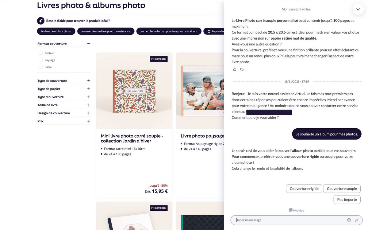 Un assistant virtuel recommande des livres et autres produits photo. ©PhotoWeb
