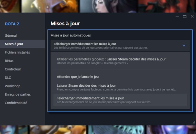 L'onglet "Téléchargements" a une nouvelle option © Valve