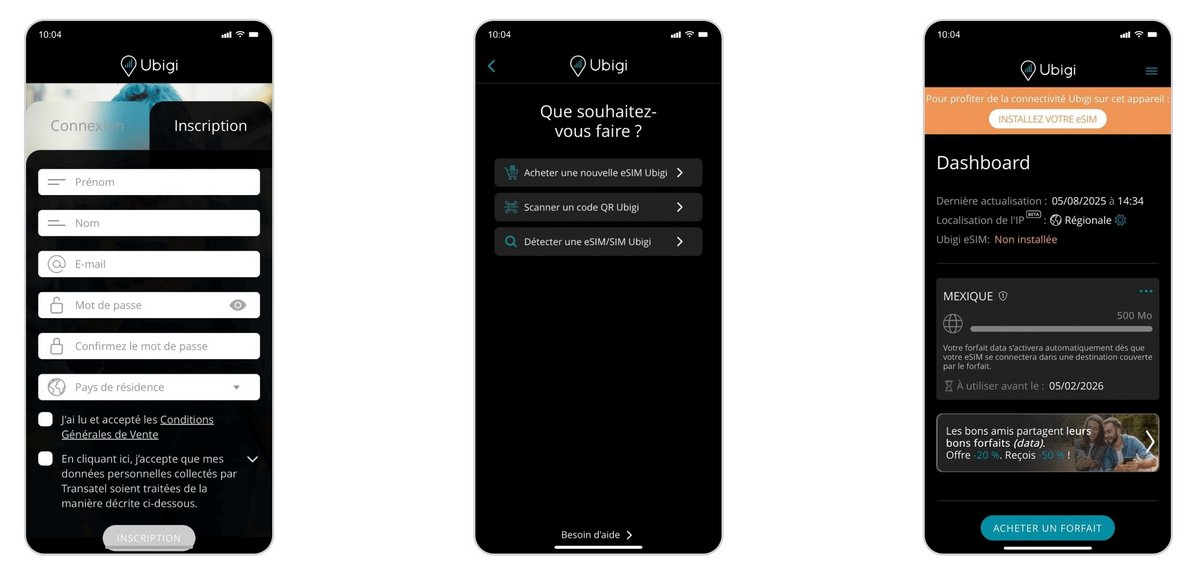 Achetez un forfait eSIM via l'app Ubigi. ©Ubigi