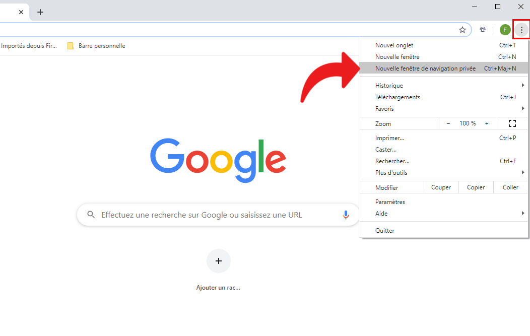 navigation privée Google Chrome