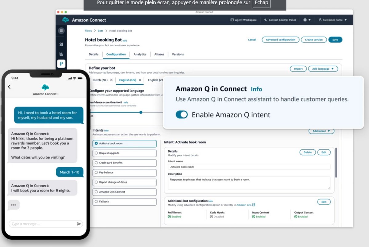 Voici un nouvel extrait des capacités d'Amazon Connect © AWS