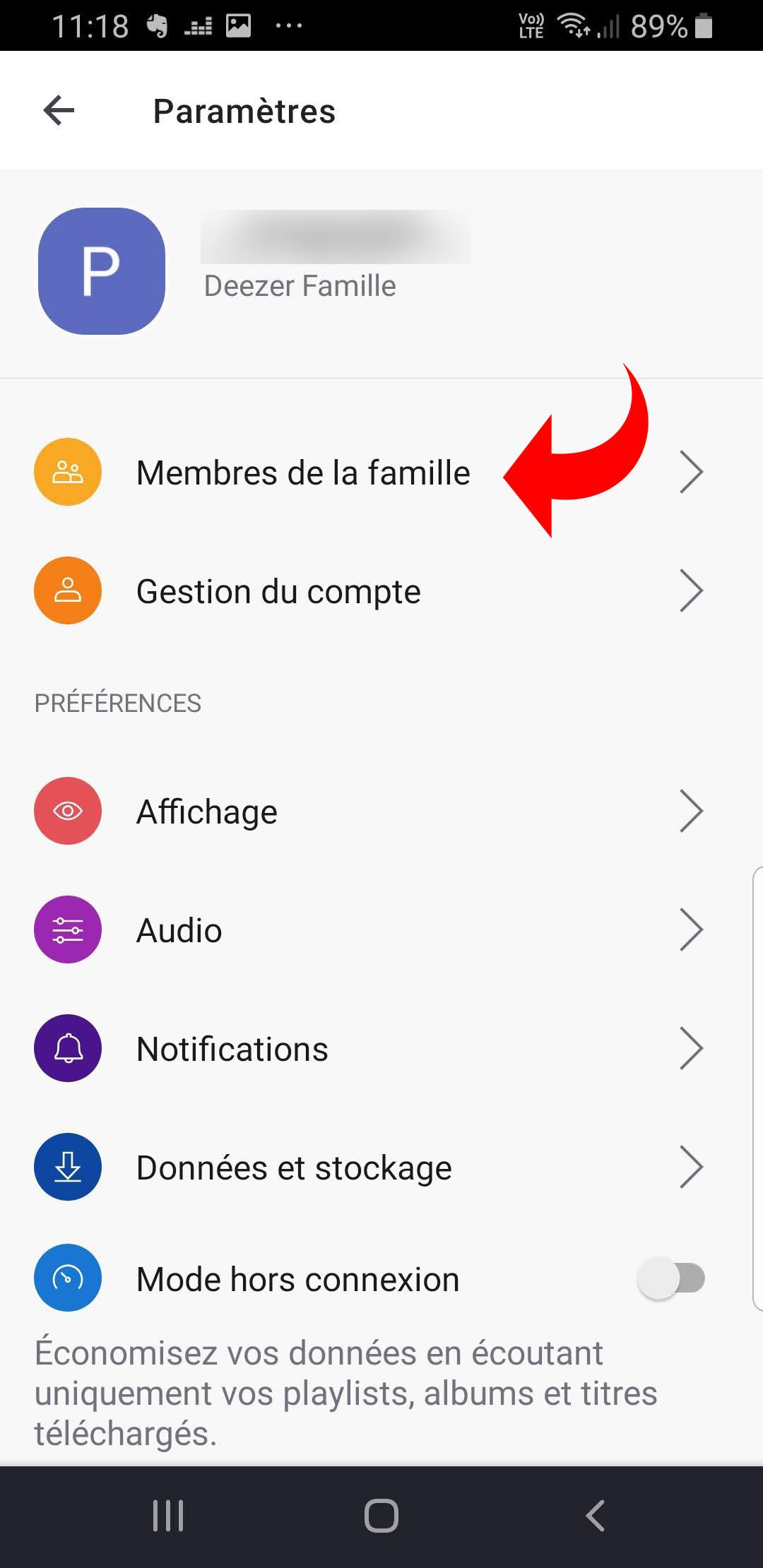 Deezer compte famille