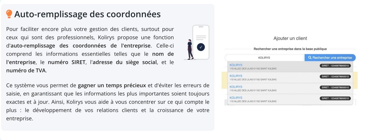 Kolirys remplit seul les coordonnées des clients professionnels © Kolirys