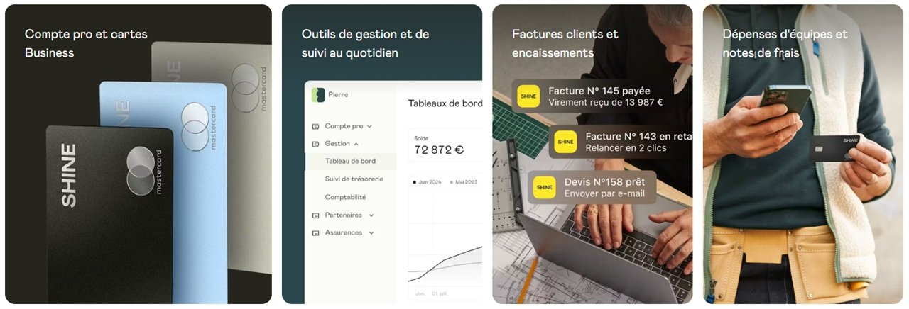 Présentation de la banque en ligne professionnelle - Capture d'écran ©Shine /Mélina Loupia pour Clubic
