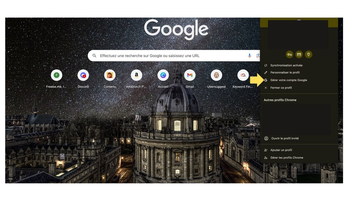 Gérer votre compte Google, ici sur la version PC © Google