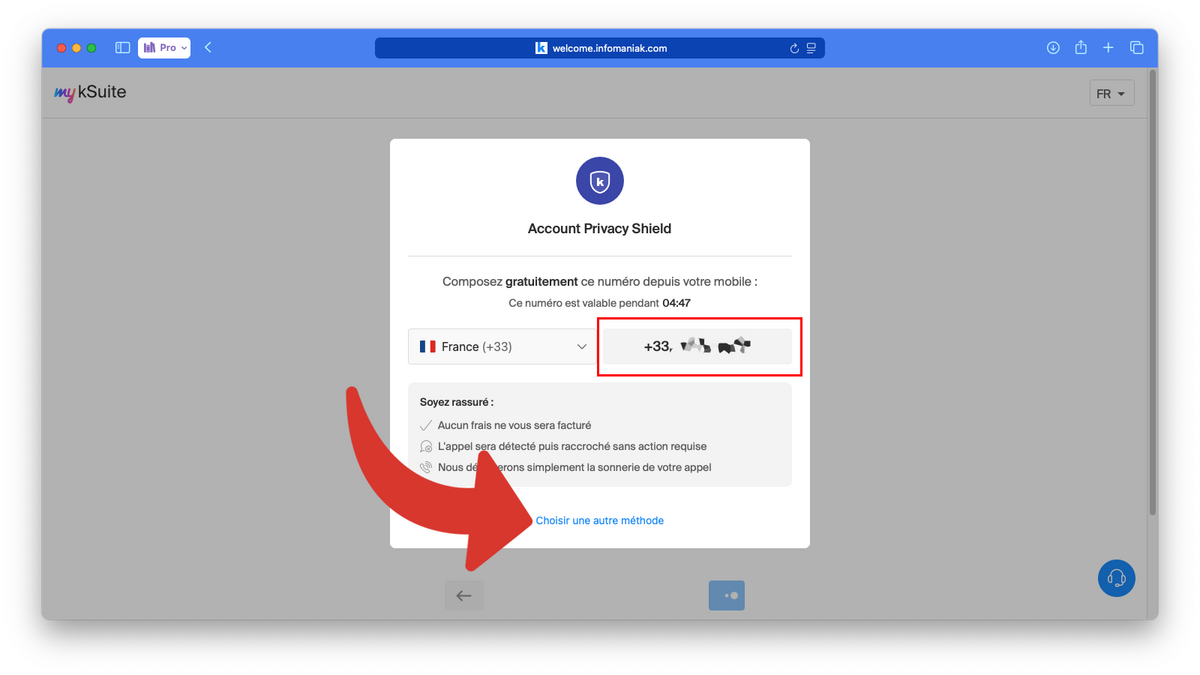 Choisir une autre méthode de validation © Clubic