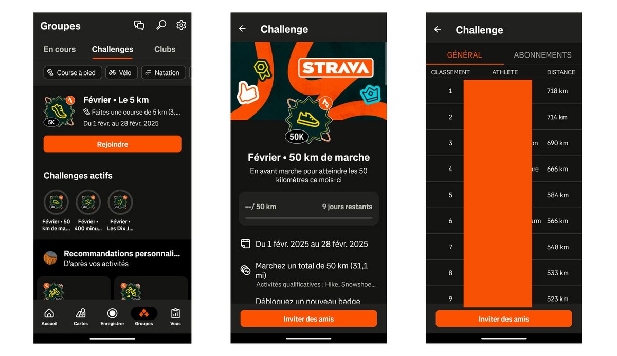 Strava vous propose de relever des défis, pour une pratique plus ludique du sport © Strava