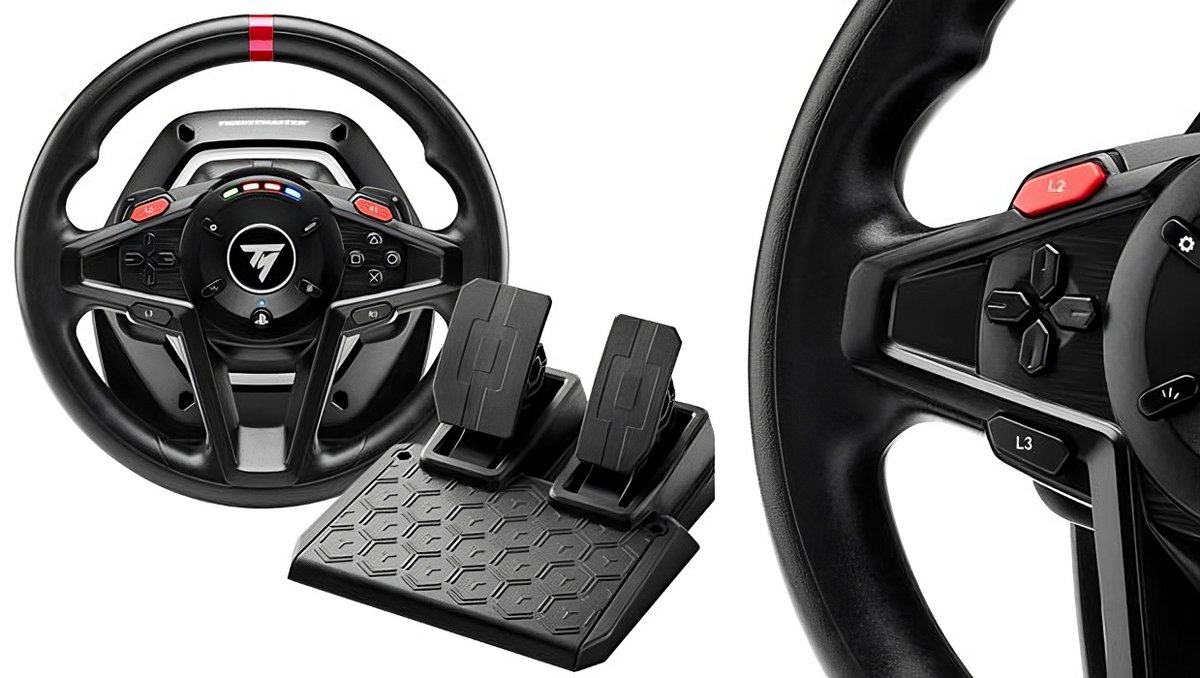 Un kit volant + pédalier de Thrustmaster au solide rapport qualité/prix.