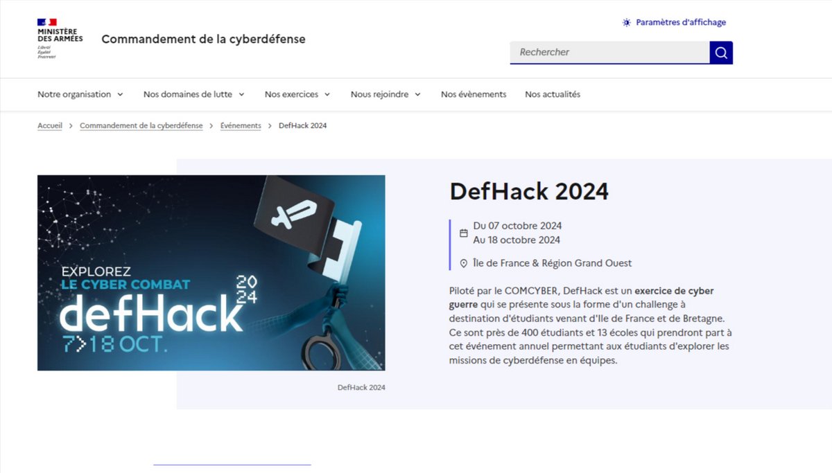 La page du DefHack 2024 © Clubic