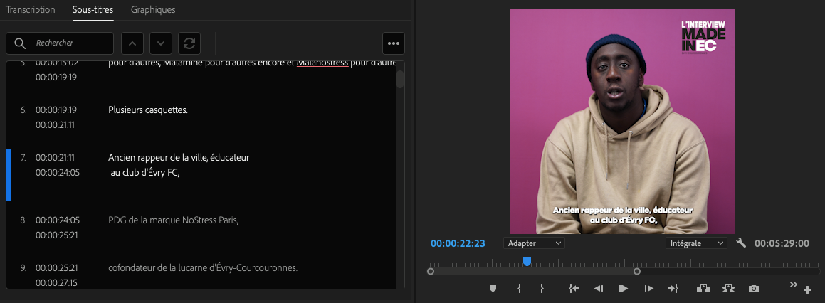 Premiere Pro sous-titres