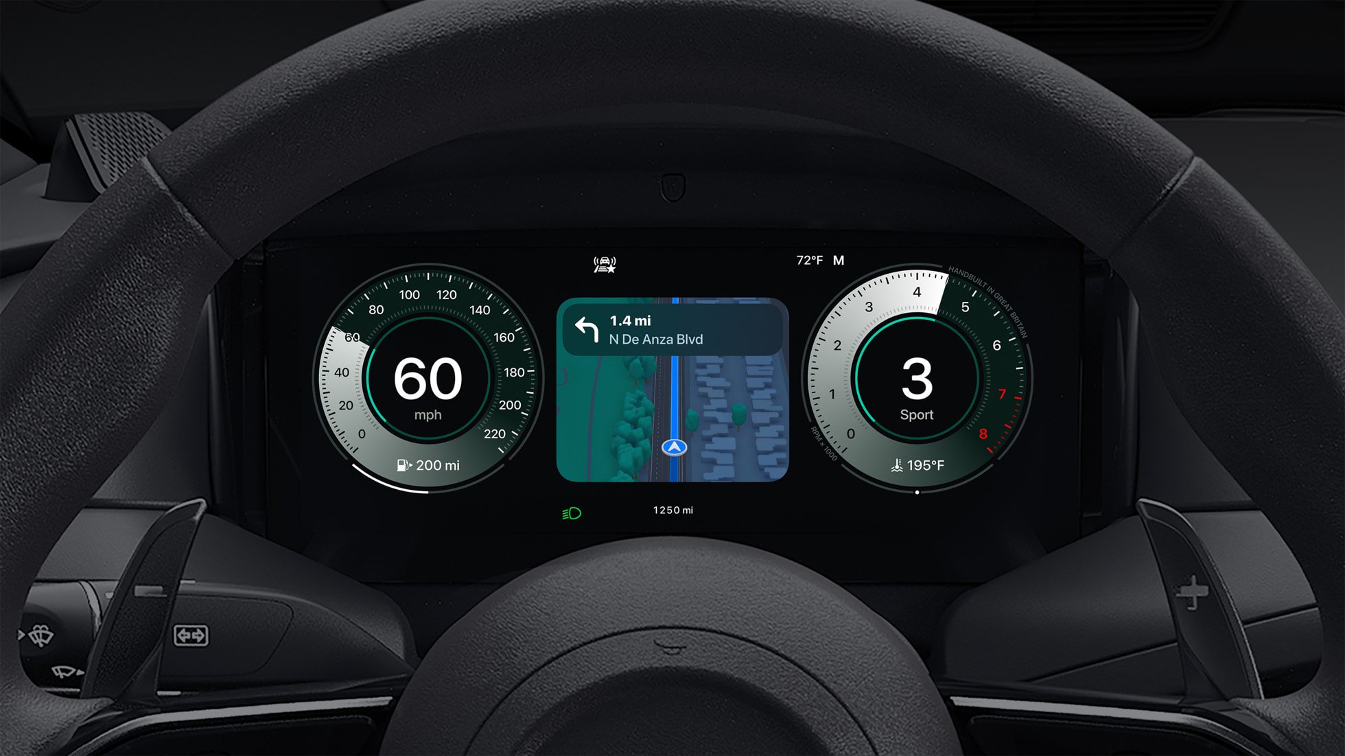 CarPlay Ultra permet d'afficher les informations de votre iPhone. © Apple / Aston Martin