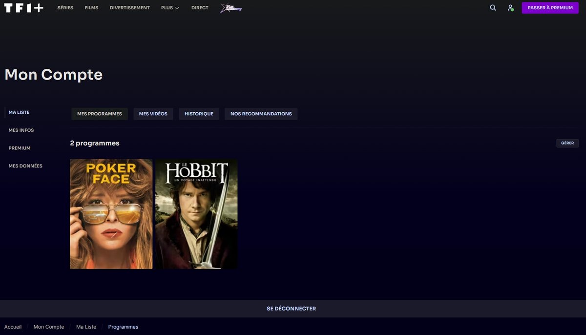 TF1+ - La chiche section des options sur le web