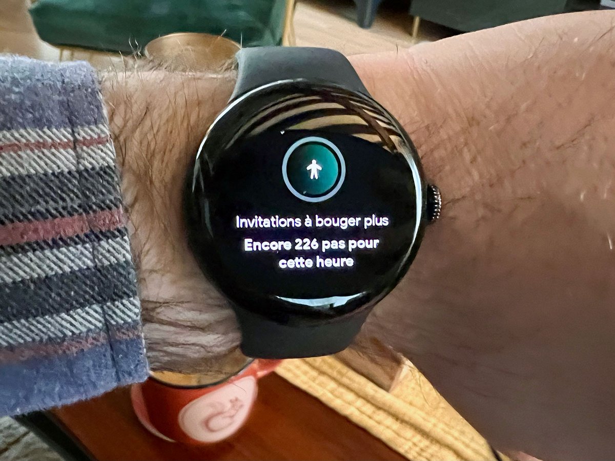 En plus des mesures "passives", la montre nous envoie des notifications en lien avec nos objectifs de santé © Nicolas Lafarge-Debeaupuis pour Clubic