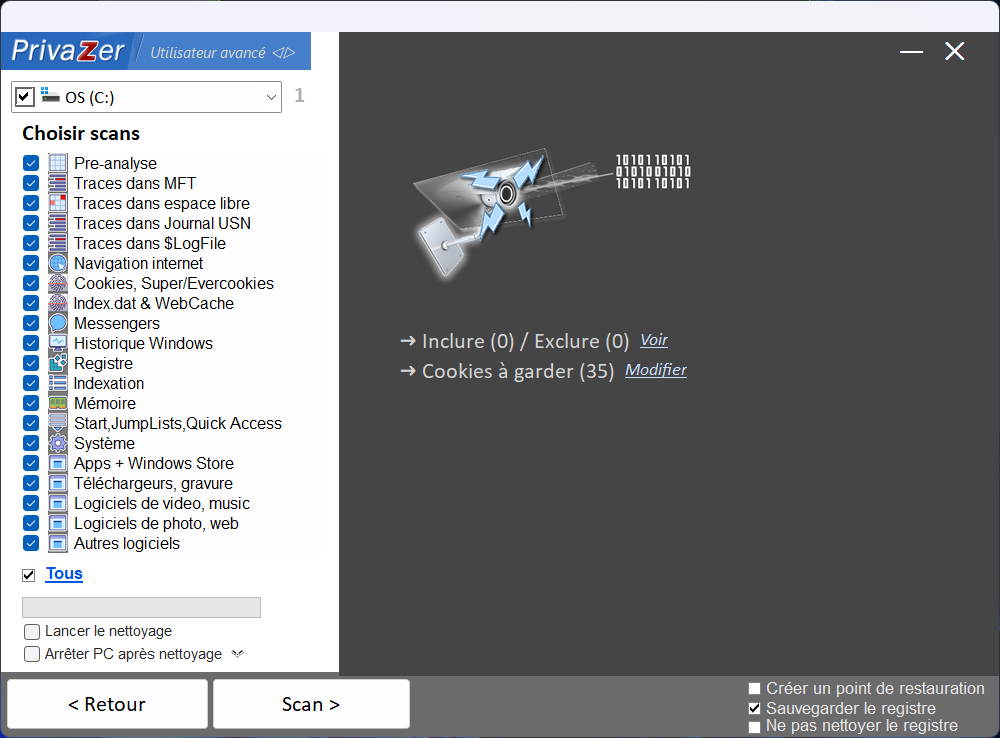 PrivaZer - Le monde Utilisateur avancé. © Clubic