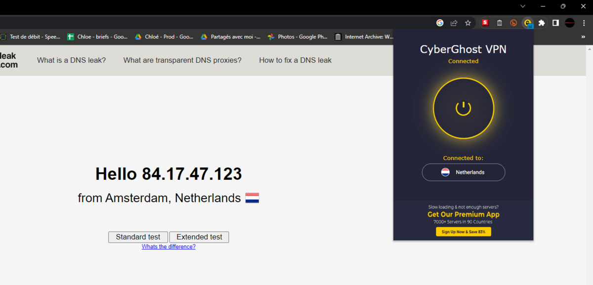 CyberGhost sur Chrome