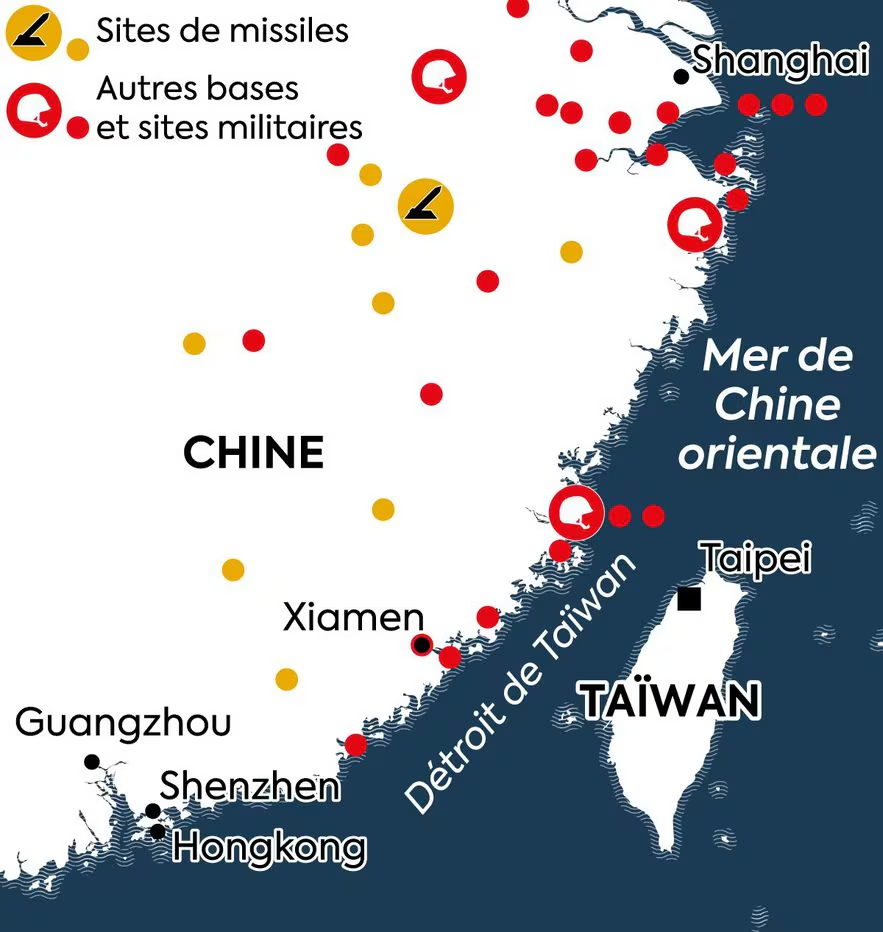 L'Express a publié un tableau de la situation autour du détroit de Taïwan © L'Express