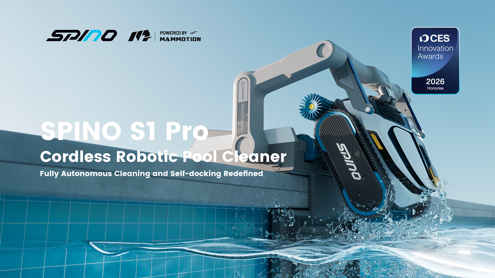 Avec ses brosses rouleaux et ses chenilles haute adhérence, le SPINO S1 Pro combine matériel et logiciel pour un nettoyage efficace, même sur les parois. ©MAMMOTION