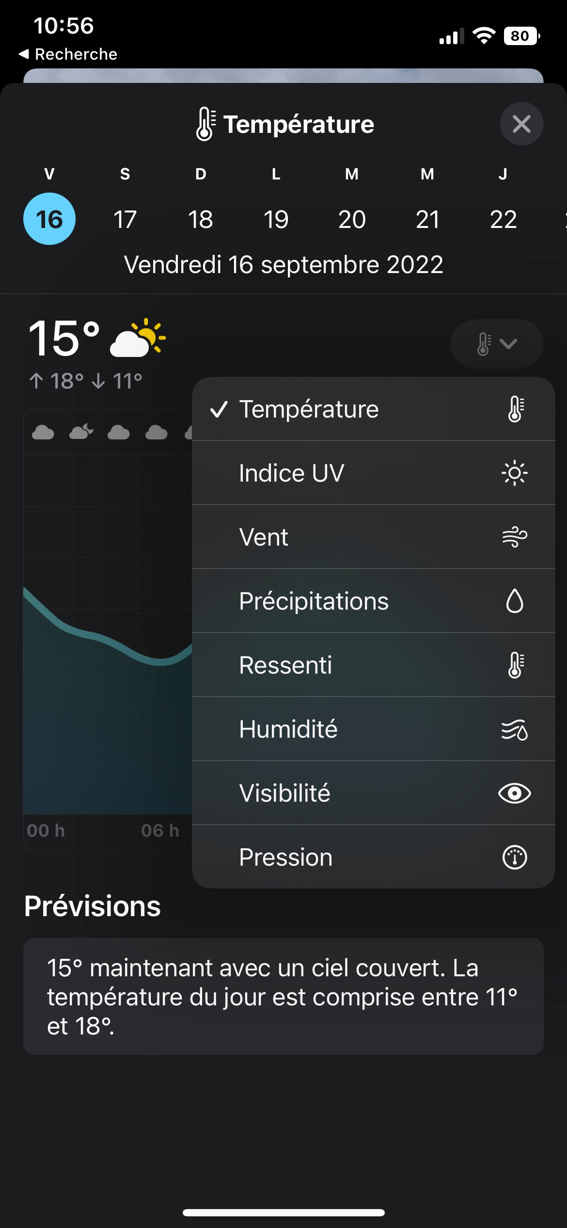 iOS 16 Météo