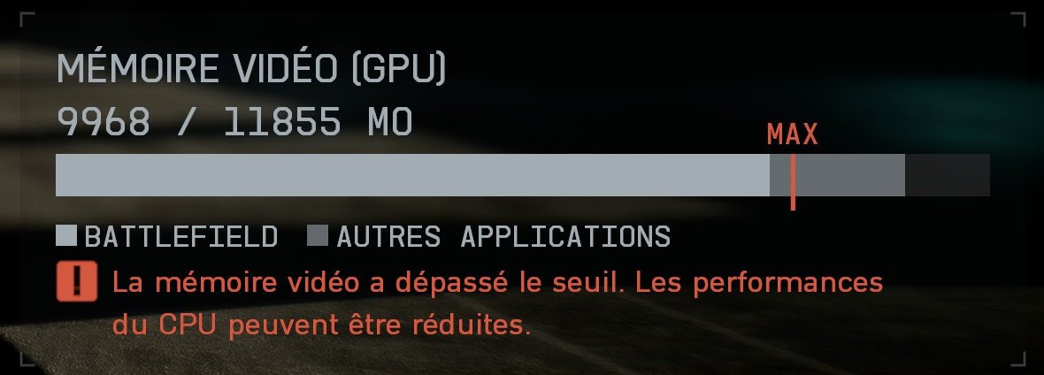 La barre d'occupation VRAM est précise et prend en compte le besoin des autres applications actuellement utilisées par le système. Bien vu. ©Nerces pour Clubic