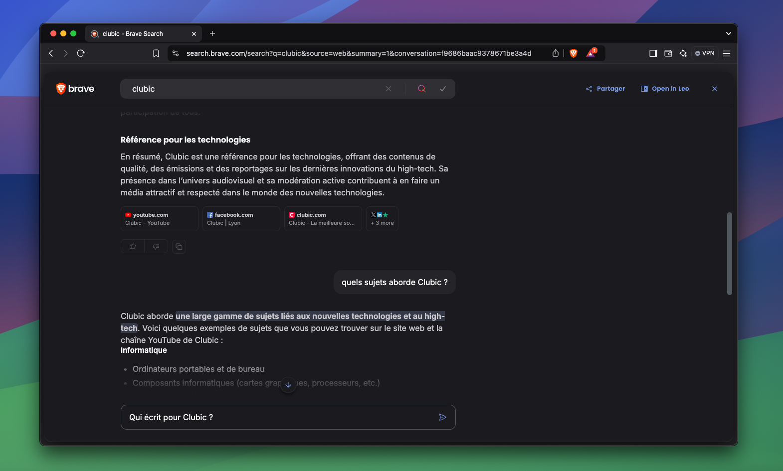 Brave dope son moteur de recherche avec son IA maison © Clubic