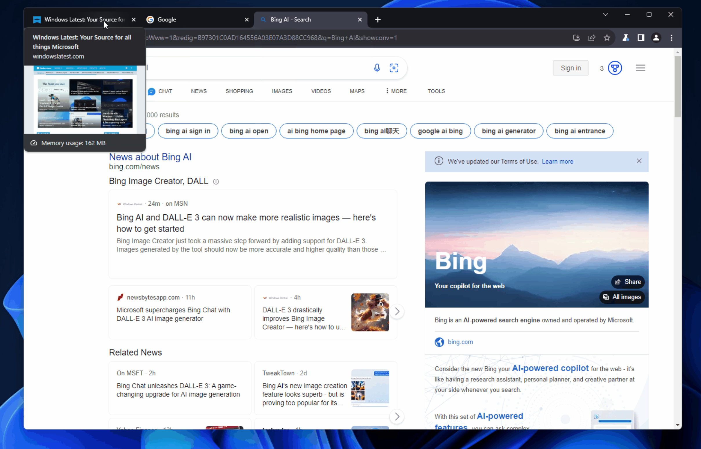 Le nouvel ajout d'utilisation de la RAM de Chrome © Capture Clubic de Windowslatest
