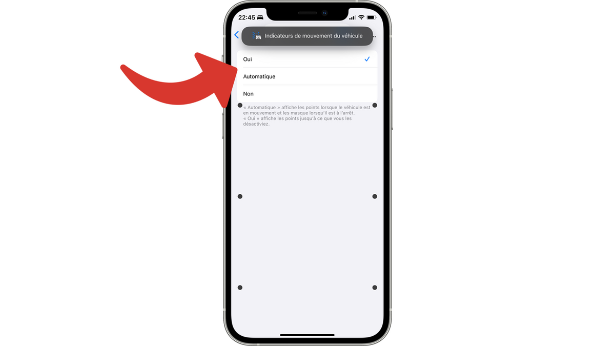 Afficher les indicateurs de mouvement du véhicule pour réduire le mal des transports sur l'iPhone sous iOS 18 © Clubic