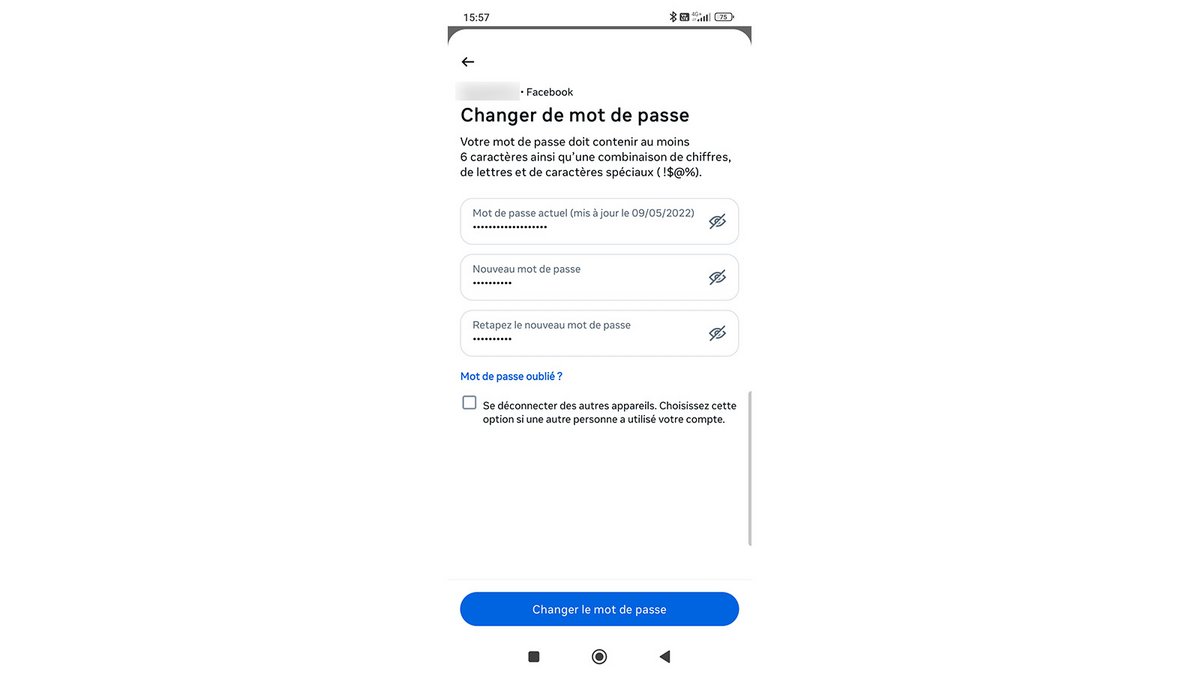 Modifier le mot de passe Facebook © Pascale Duc pour Clubic